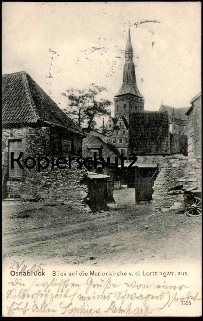 ALTE POSTKARTE OSNABRÜCK BLICK AUF DIE MARIENKIRCHE VON