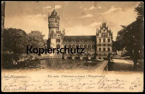 ALTE POSTKARTE HANNOVER DIE NEUE FLUSSWASSERKUNST 1905 WASSERSEITE cpa postcard AK Ansichtskarte