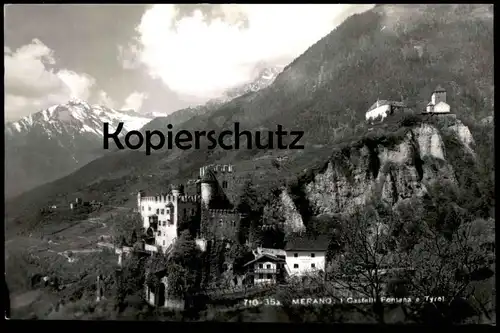 ÄLTERE POSTKARTE MERANO CASTELLI FONTANA E TYROL DIE BRUNNENBURG UND SCHLOSS TIROL Meran Burg cpa postcard Ansichtskarte