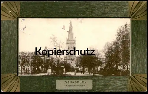 ALTE PASSEPARTOUT JUGENDSTIL POSTKARTE OSNABRÜCK KATHARINENKIRCHE Kirche church église cpa postcard AK Ansichtskarte