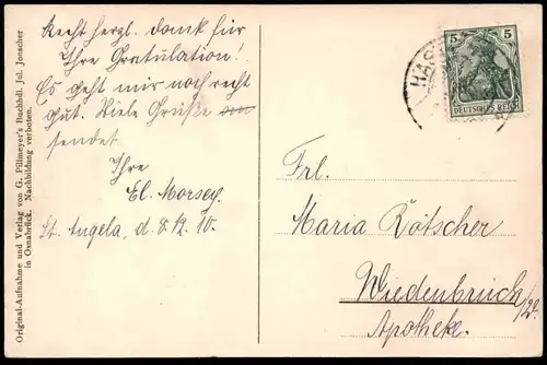 ALTE POSTKARTE URSULINENPENSIONAT ST. ANGELA BEI OSNABRÜCK (8) PARKPARTIE AM TEICH Park cpa postcard AK Ansichtskarte