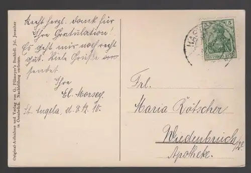 ALTE POSTKARTE URSULINENPENSIONAT ST. ANGELA BEI OSNABRÜCK (8) PARKPARTIE AM TEICH Park cpa postcard AK Ansichtskarte