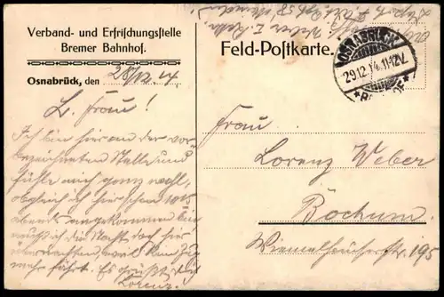 ALTE KÜNSTLER POSTKARTE VERBAND- UND ERFRISCHUNGSSTELLE BREMER BAHNHOF OSNABRÜCK cpa postcard AK Ansichtskarte