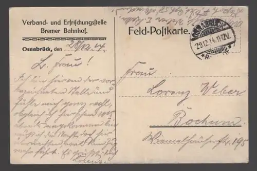 ALTE KÜNSTLER POSTKARTE VERBAND- UND ERFRISCHUNGSSTELLE BREMER BAHNHOF OSNABRÜCK cpa postcard AK Ansichtskarte