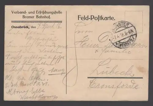 ALTE KÜNSTLER POSTKARTE VERBAND- UND ERFRISCHUNGSSTELLE BREMER BAHNHOF OSNABRÜCK cpa postcard AK Ansichtskarte