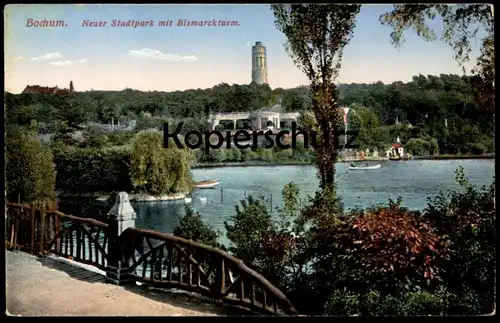 ALTE POSTKARTE BOCHUM NEUER STADTPARK MIT BISMARCKTURM Park parc Bismarck Turm Ansichtskarte AK postcard cpa