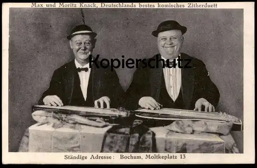 ALTE POSTKARTE MAX UND MORITZ KNACK DEUTSCHLANDS BESTES KOMISCHES ZITHERDUETT ZITHER ADRESSE BOCHUM MOLTKEPLATZ 13 cpa