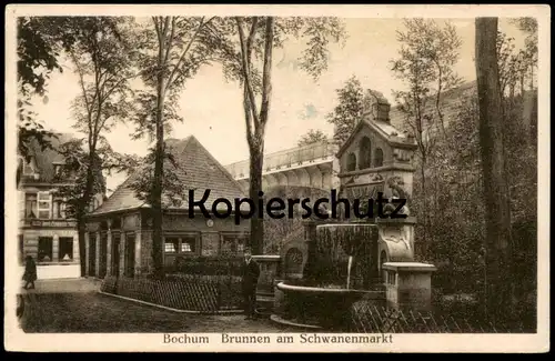 ALTE POSTKARTE BOCHUM BRUNNEN AM SCHWANENMARKT KIND JUNGE Springbrunnen fountain fontaine Ansichtskarte AK postcard cpa