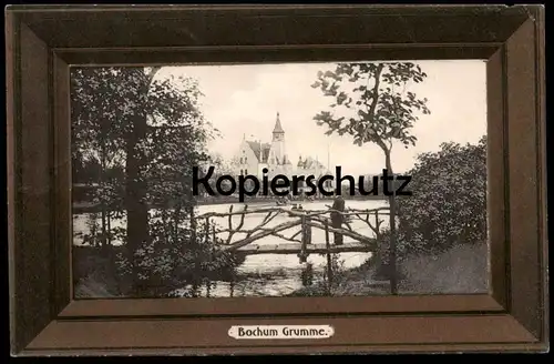 ALTE PASSEPARTOUT POSTKARTE BOCHUM GRUMME BLICK AUF DIE KAISER-AUE cpa AK postcard Ansichtskarte