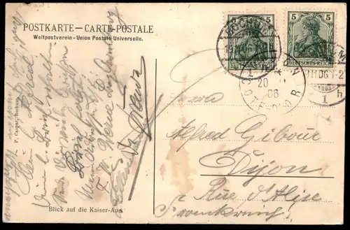 ALTE PASSEPARTOUT POSTKARTE BOCHUM GRUMME BLICK AUF DIE KAISER-AUE cpa AK postcard Ansichtskarte