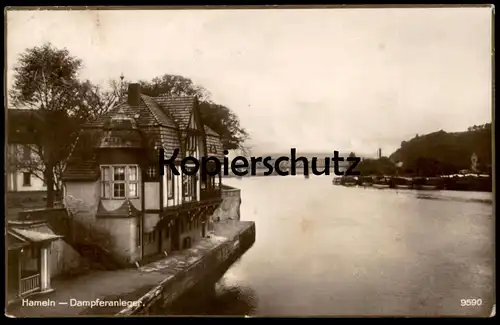 ALTE POSTKARTE HAMELN DAMPFERANLEGER 1928 ANLEGESTELLE DAMPFER SCHIFFSANLEGESTELLE Ansichtskarte postcard AK cpa