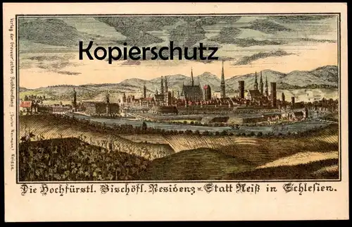 ALTE KÜNSTLER POSTKARTE NEISS HOCHFÜRSTLICHE BISCHÖFLICHE RESIDENZ-STATT IN SCHLESIEN NEISSE NYSA Ansichtskarte postcard