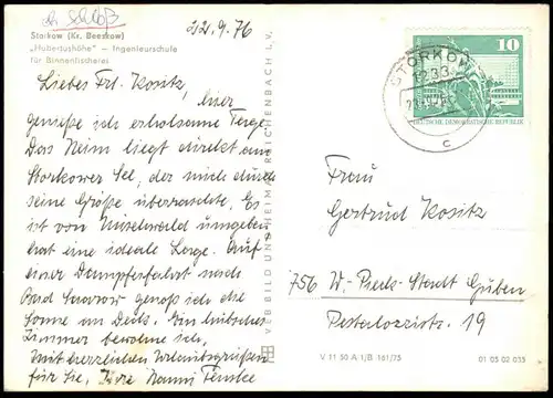 ÄLTERE POSTKARTE STORKOW KREIS BEESKOW HUBERTUSHÖHE INGENIEURSCHULE FÜR BINNENFISCHEREI Ansichtskarte postcard AK cpa