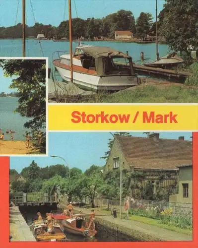 ÄLTERE POSTKARTE STORKOW MARK ALTSTADT AM KANAL AN DER SCHLEUSE AM STORKOWER SEE Ansichtskarte postcard AK cpa