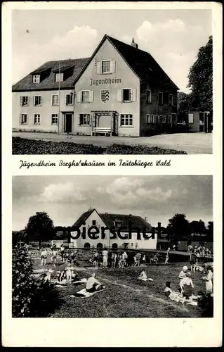 ÄLTERE POSTKARTE BORGHOLZHAUSEN TEUTOBURGER WALD JUGENDHEIM FREIBAD youth hostel Bad bath swimming pool piscine postcard