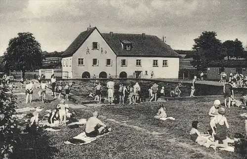 ÄLTERE POSTKARTE BORGHOLZHAUSEN TEUTOBURGER WALD JUGENDHEIM FREIBAD youth hostel Bad bath swimming pool piscine postcard