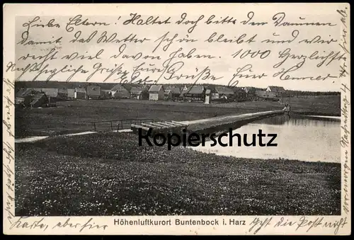 ALTE POSTKARTE HÖHENLUFTKURORT BUNTENBOCK IM HARZ SUMPFTEICH TEICH lake Rechteckstempel Clausthal-Zellerfeld AK postcard