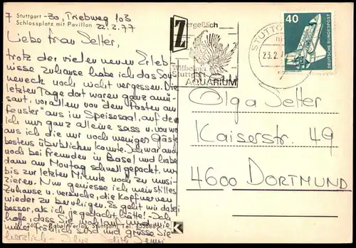 ÄLTERE POSTKARTE STUTTGART SCHLOSSPLATZ MIT PAVILLON BRUNNEN fontaine fountain Ehepaar couple Ansichtskarte cpa postcard