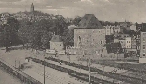 ALTE POSTKARTE AACHEN PONTTOR MIT DER SALVATORKIRCHE Strassenbahn tram tramway AK Ansichtskarte cpa postcard