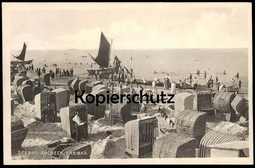 ALTE POSTKARTE SEEBAD AHLBECK FREIBAD 1930 Heringsdorf Usedom Bad Strand bath AK Ansichtskarte cpa postcard