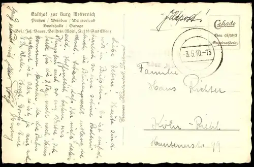 ALTE POSTKARTE BEILSTEIN AN DER MOSEL 1940 NORDOSTTOR TOR STADTTOR Cochem cpa AK Ansichtskarte postcard