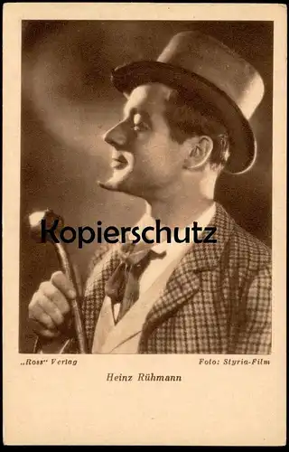 ALTE POSTKARTE HEINZ RÜHMANN HUT GEHSTOCK SCHAUSPIELER Actor cinema Kino Film Lumpacivagabundus Ansichtskarte postcard