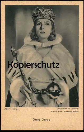 ALTE POSTKARTE GRETA GARBO KRONE ZEPTER Actor Acteur cinema Kino Film Königin Christine queen cpa Ansichtskarte postcard