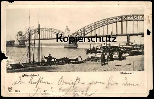 ALTE PASSEPARTOUT POSTKARTE DÜSSELDORF RHEINWERFT Werft ship Dampfer steamer dockyard Ansichtskarte cpa AK postcard