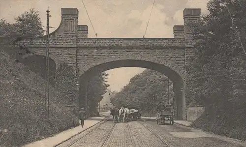 ALTE POSTKARTE DÜSSELDORF GRAFENBERG PFEIFFERBRÜCKE Kutsche Pferde horses coach Ansichtskarte cpa AK postcard