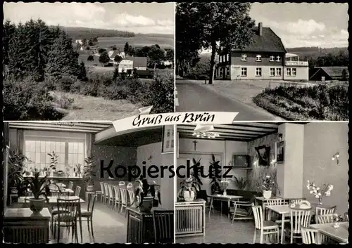 ÄLTERE POSTKARTE GRUSS AUS BRÜN KREIS OLPE GASTHAUS PENSION JOSEF WACKER HAUSSCHLACHTUNG Ansichtskarte cpa AK postcard