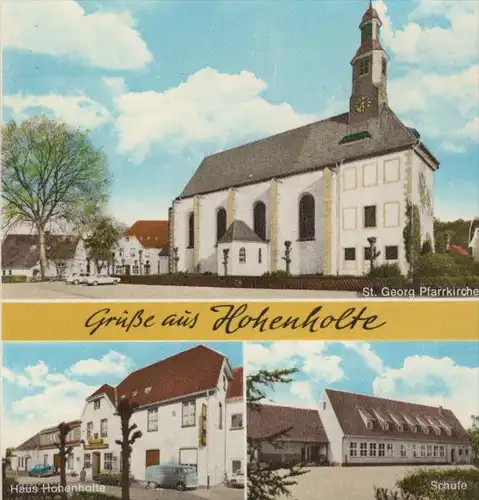 ÄLTERE POSTKARTE GRÜSSE AUS HOHENHOLTE SCHULE KINDERGARTEN MADONNA IM FORST ST. GEORG HAVIXBECK Ansichtskarte cpa AK