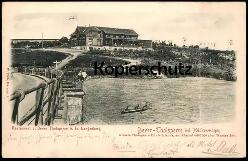 ALTE POSTKARTE BEVER-THALSPERRE BEI HÜCKESWAGEN RELIEF BEVERTALSPERRE RESTAURANT Prägekarte postcard Ansichtskarte cpa