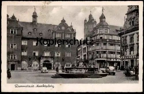 ALTE POSTKARTE DARMSTADT MARKTPLATZ Mercedes Werbung LKW Goliath Tempo ? pickup lorry camion postcard Ansichtskarte cpa