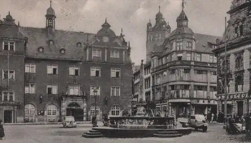 ALTE POSTKARTE DARMSTADT MARKTPLATZ Mercedes Werbung LKW Goliath Tempo ? pickup lorry camion postcard Ansichtskarte cpa