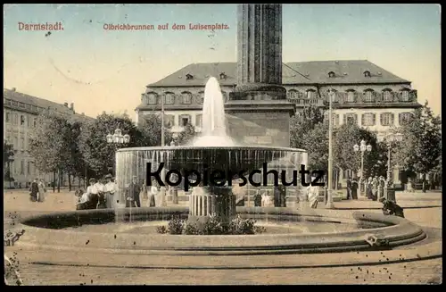 ALTE POSTKARTE DARMSTADT OLBRICHBRUNNEN AUF DEM LUISENPLATZ OLBRICH-BRUNNEN fontaine fountain AK postcard Ansichtskarte