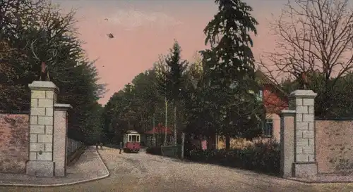 ALTE POSTKARTE DARMSTADT EINGANG ZUR FASANERIE Strassenbahn tram tramway postcard Ansichtskarte cpa