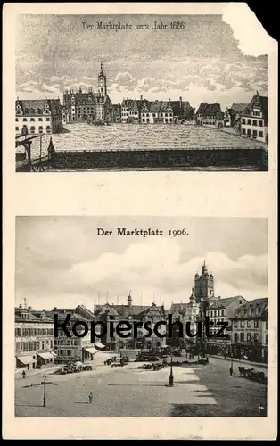 ALTE POSTKARTE DARMSTADT DER MARKTPLATZ UM'S JAHR 1676 & DER MARKTPLATZ 1906 EINST UND JETZT postcard Ansichtskarte cpa