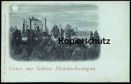 ALTE MONDSCHEIN POSTKARTE GRUSS AUS SCHLOSS HOHENSCHWANGAU Schwangau chateau castle postcard Ansichtskarte cpa AK