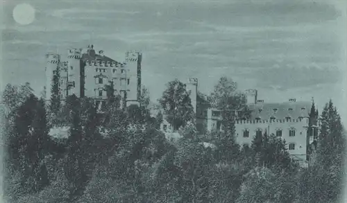 ALTE MONDSCHEIN POSTKARTE GRUSS AUS SCHLOSS HOHENSCHWANGAU Schwangau chateau castle postcard Ansichtskarte cpa AK