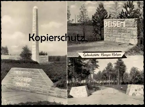 ÄLTERE POSTKARTE GEDENKSTÄTTE BERGEN-BELSEN Denkmal monument postcard Ansichtskarte cpa AK