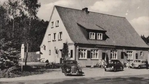 ÄLTERE POSTKARTE GASTHAUS ZUR GRÜNEN TANNE STEINBECK ÜBER BUCHHOLZ VW VOLKSWAGEN KÄFER MERCEDES postcard Ansichtskarte