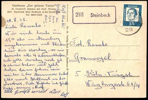 ÄLTERE POSTKARTE GASTHAUS ZUR GRÜNEN TANNE STEINBECK ÜBER BUCHHOLZ VW VOLKSWAGEN KÄFER MERCEDES postcard Ansichtskarte
