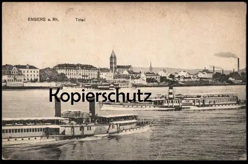 ALTE POSTKARTE ENGERS AM RHEIN TOTAL NEUWIED Dampfer Raddampfer steamer steam ship bateau à vapeur Schiff postcard cpa