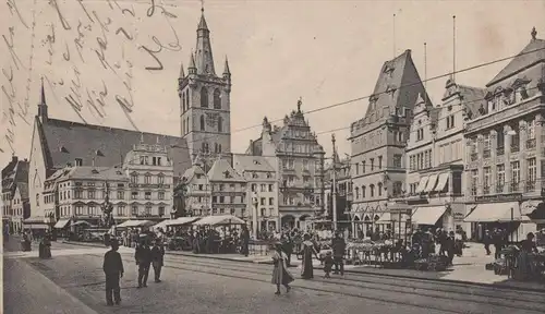 ALTE POSTKARTE TRIER HAUPTMARKT MARKT market marché postcard Ansichtskarte cpa AK