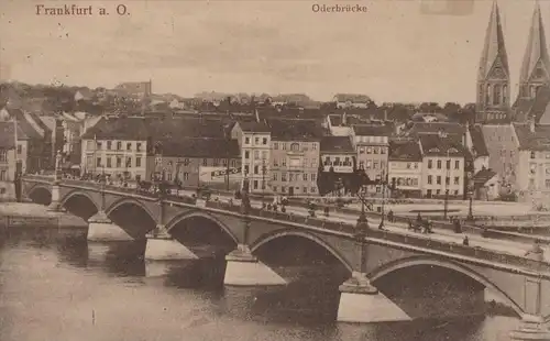 ALTE POSTKARTE FRANKFURT AN DER ODER ODERBRÜCKE 1932 Brücke bridge pont postcard Ansichtskarte cpa AK