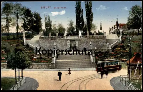 ALTE POSTKARTE ERFURT STADTPARK Park Strassenbahn tram tramway postcard Ansichtskarte cpa AK