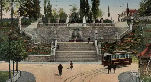 ALTE POSTKARTE ERFURT STADTPARK Park Strassenbahn tram tramway postcard Ansichtskarte cpa AK