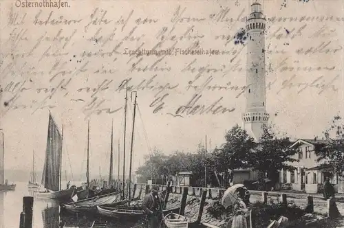 ALTE POSTKARTE OSTERNOTHHAFEN 1901 LEUCHTTURM Osternothafen Chorzelin Pommern lighthouse Swinemünde Swinoujscie postcard