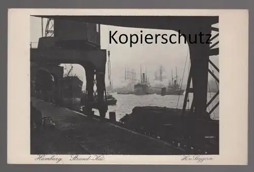 ALTE POSTKARTE HAMBURG STRAND-KAI H. V. SEGGERN Schiffe Kran Hafen port harbour harbor AK cpa Ansichtskarte postcard
