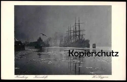 ALTE POSTKARTE HAMBURG KAISERHÖFT H. V. SEGGERN EISSCHOLLEN EIS WINTER Schiff ship bateau AK cpa Ansichtskarte postcard